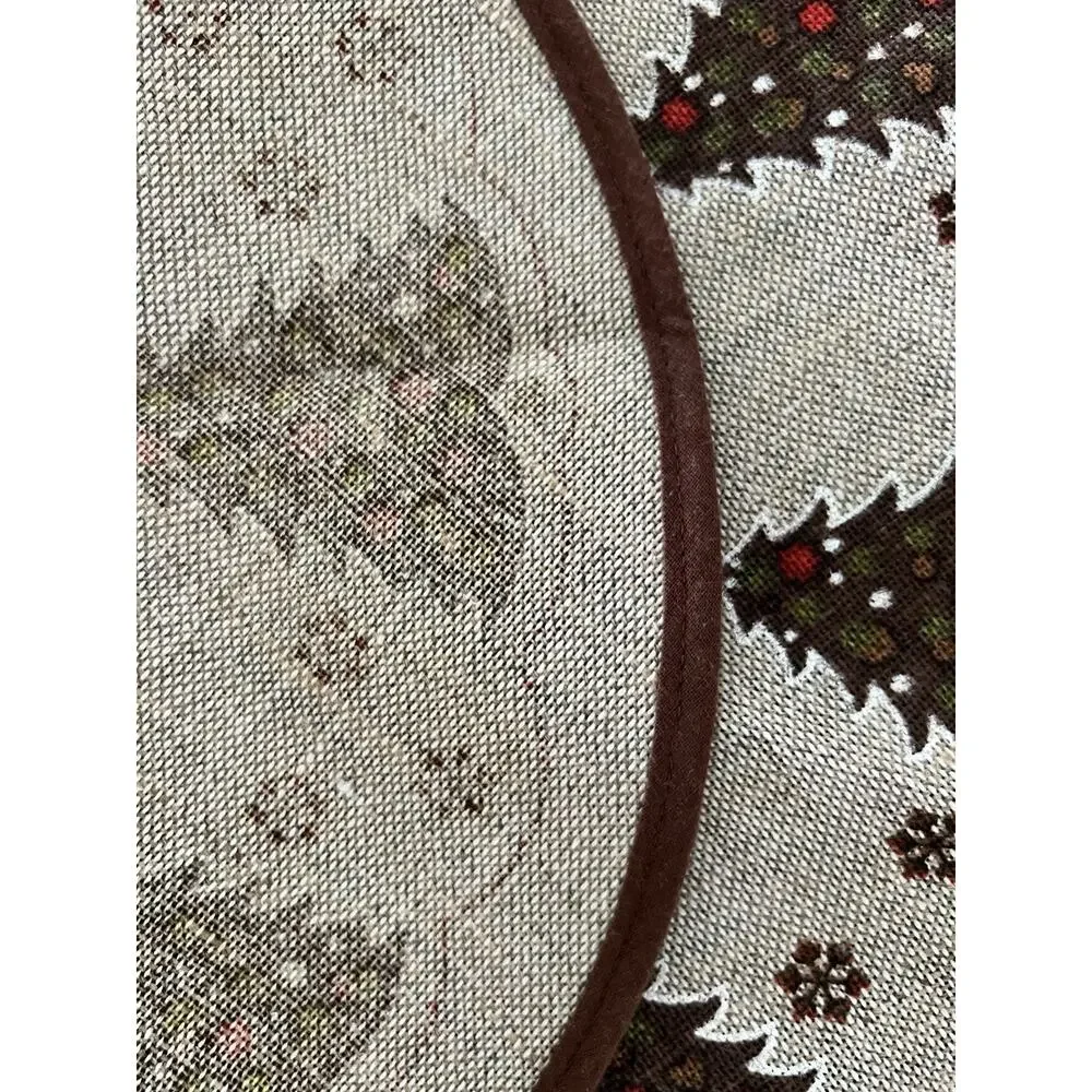 Nagel Piepmatz Christmas Tree Round Table Mat West Germany Jute Baumwolle VTG
